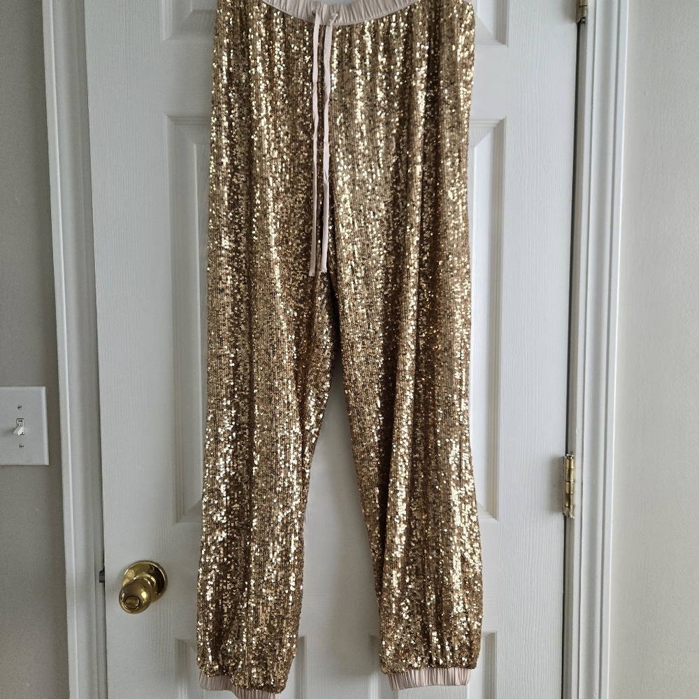 Victoria's Secret Gold Sequin Jogger Lounge/Pajama